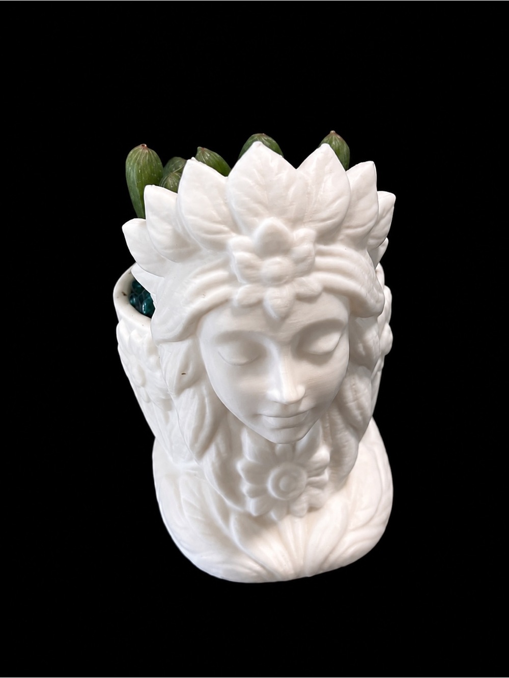 White Floral Face Planter - Home Accents